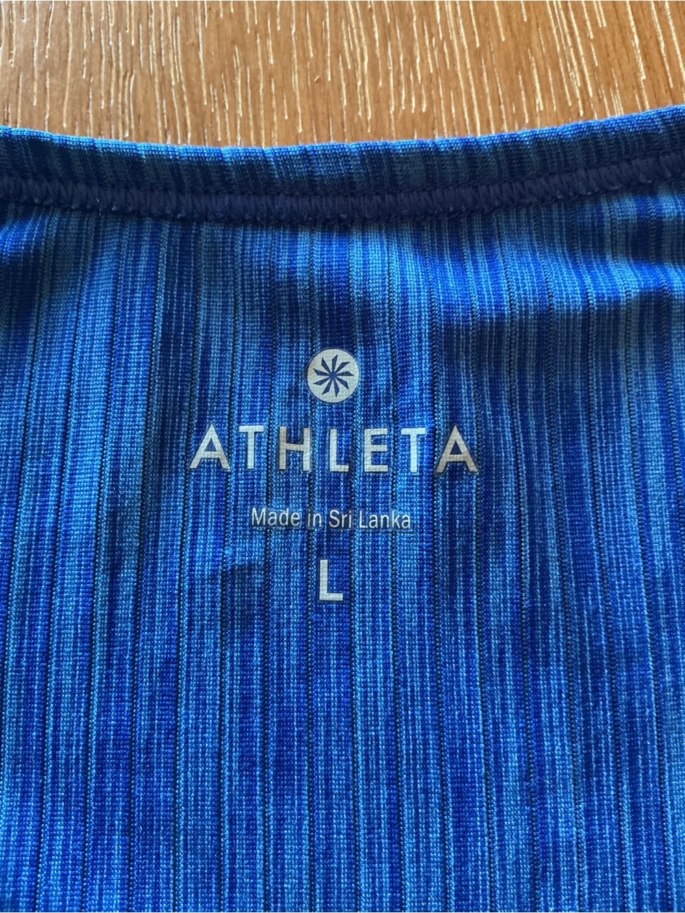 Athleta Chi Long Sleeve Royal Blue Stripe L Large Top UPF Sun Protection Shirt - Picture 3 of 9